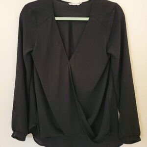 Lush Black Wrap Blouse